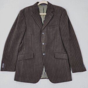 Banana Republic Jacket Mens 38S Brown Pinstripe Cotton 3 Button Lined Blazer